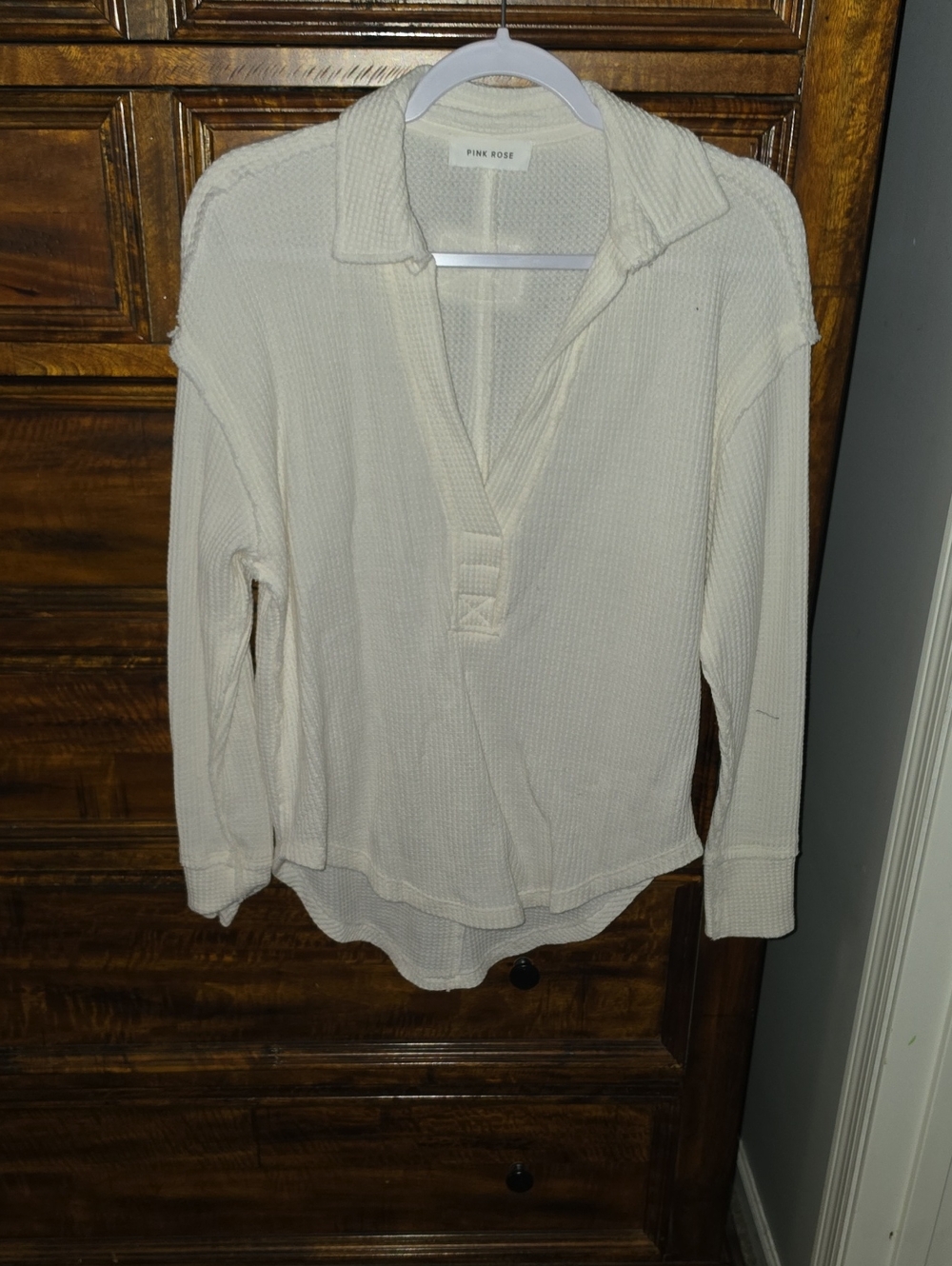 PINK ROSE Womens Sz XS Waffle Knit Long Sleeve Shirt!
